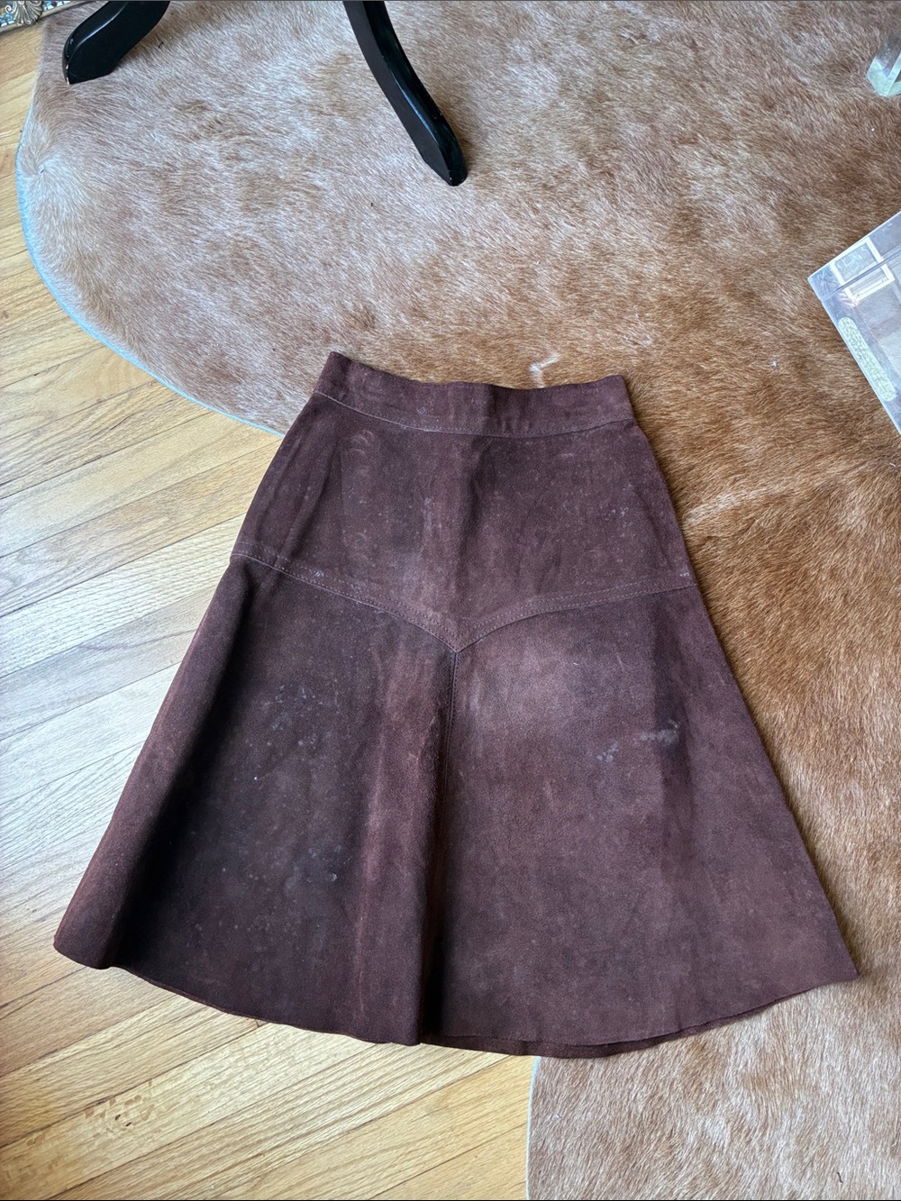 Bagatelle Women's Brown Suede A-Line Skirt high waisted side Xs